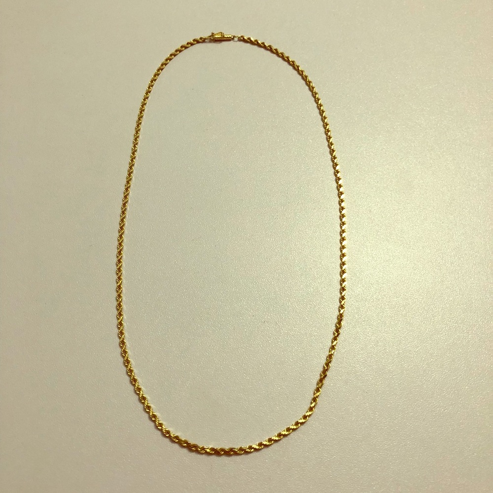 🎁14k gold solid diamond cut 2mm 18” rope necklace